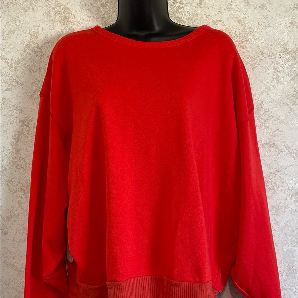 Hudson Gray DressUp Oversized Ladies Long Sleeve Knit Pullover Size Large Red